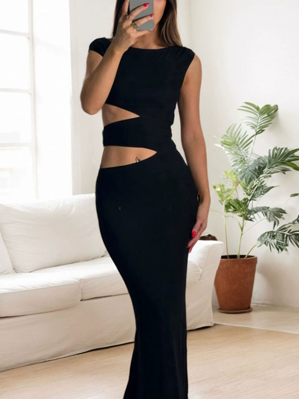 ZARA Elegant Spring Summer Hollow Out Slim Fit Bodycon Maxi Dress